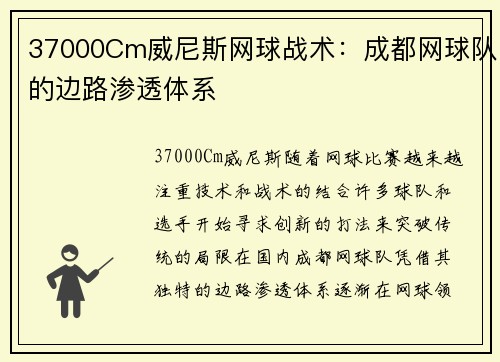 37000Cm威尼斯网球战术：成都网球队的边路渗透体系