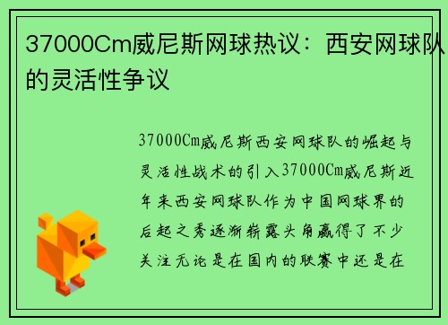 37000Cm威尼斯网球热议：西安网球队的灵活性争议