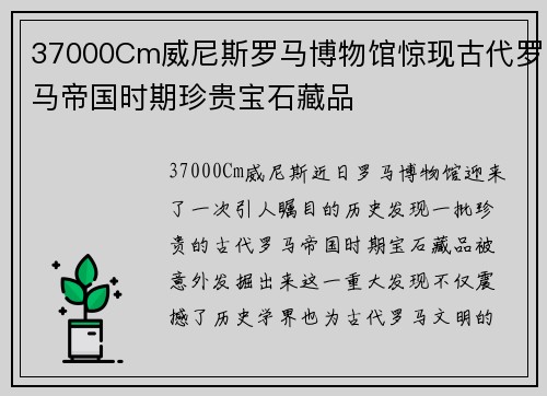 37000Cm威尼斯罗马博物馆惊现古代罗马帝国时期珍贵宝石藏品